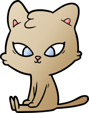 Bir insan tarafından çizilmiş sevimli çizgi film kedisi.