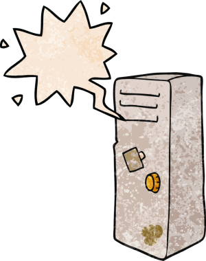 Bir insan tarafından çizilmiş eski moda konuşma baloncuklu çizgi film dolabı.