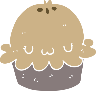 Bir insan tarafından çizilmiş şirin düz renkli çizgi film pastası.