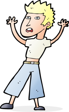 Bir insan tarafından çizilen panikleyen karikatür adamı.