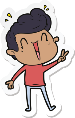 Bir insan tarafından çizilmiş heyecanlı bir adamın çıkartması.