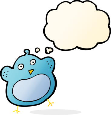 Bir insan tarafından çizilmiş düşünce baloncuklu şişman kuş.