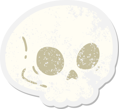 Bir insan tarafından çizilmiş Ürkütücü Kafatası grunge çıkartması.