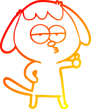 Bir insan tarafından çizilen ve sıkılmış bir köpeğin sıcak çizgi çizimi.