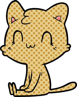 Bir insan tarafından çizilmiş mutlu bir kedi.