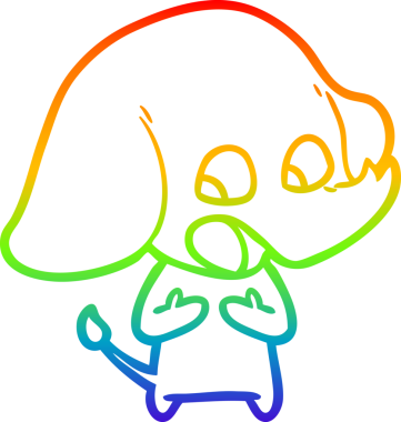 Gökkuşağı gradyan çizgisi bir insan tarafından çizilmiş şirin bir fil çizimi