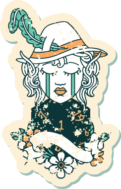 Retro Dövme Tarzı Ağlayan Elf Karakter Yüzü Bir İnsan Tarafından Çizilmiş Doğal Yüzü