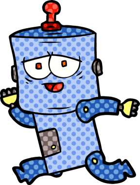 Bir insan tarafından çizilmiş çizgi film robotu