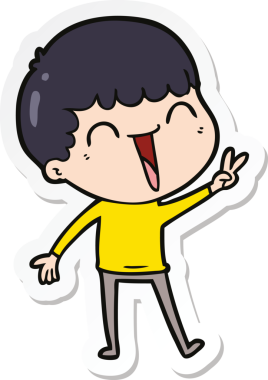 Bir insan tarafından çizilmiş mutlu bir adamın çıkartması.