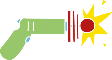 Bir insan tarafından çizilmiş garip bir çizgi film lazer silahı.