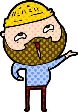 Bir insan tarafından çizilmiş mutlu sakallı bir adam.