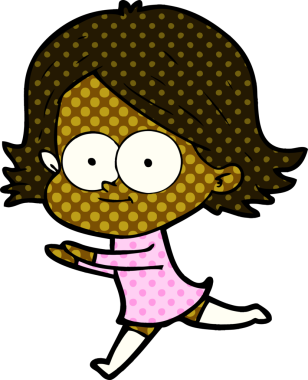 Bir insan tarafından çizilmiş mutlu çizgi film kızı.