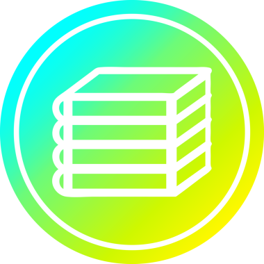Bir insan tarafından çizilen serin gradyan bitiş ile kitap yığınları dairesel simge