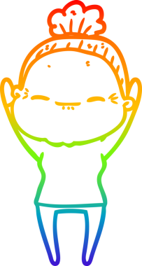 Gökkuşağı gradyan çizimi bir insan tarafından çizilmiş barışçıl yaşlı bir kadının çizimi