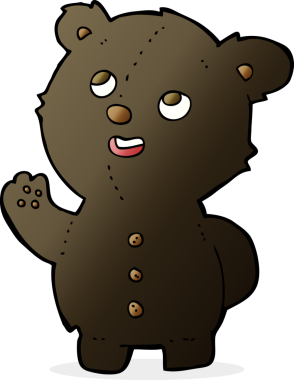 Bir insan tarafından çizilmiş sevimli siyah ayı yavrusu.