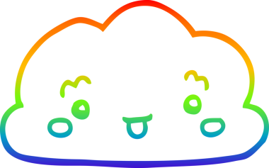 gökkuşağı gradyanı bir insan tarafından çizilmiş bir karikatür bulutunun çizimi