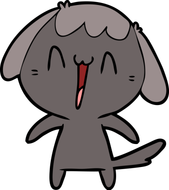 Bir insan tarafından çizilmiş şirin bir çizgi film köpeği.