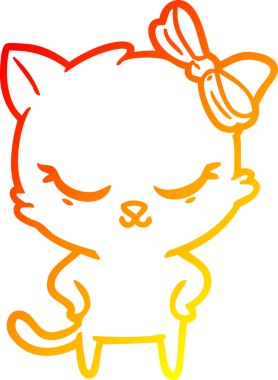 Bir insan tarafından çizilmiş sevimli bir çizgi film kedisinin sıcak çizgi çizimi