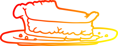 Bir insan tarafından çizilmiş bir karikatür et pastasının sıcak gradyan çizimi