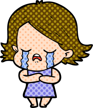 Bir insan tarafından çizilmiş ağlayan çizgi film kızı.