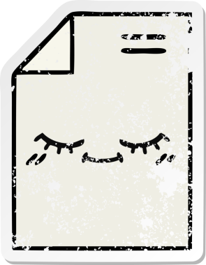 Bir insan tarafından çizilmiş sevimli bir karikatür kağıdının sıkıntılı çıkartması.