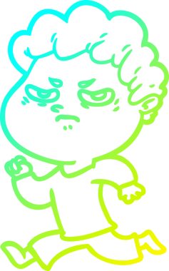 Bir insan tarafından çizilmiş kızgın bir adamın soğuk çizgi çizimi.