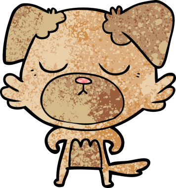 Bir insan tarafından çizilmiş şirin bir çizgi film köpeği.