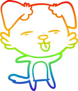 gökkuşağı gradyan çizgi çizimi bir insan tarafından çizilmiş dili dışarı çıkaran bir köpek