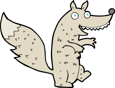 Bir insan tarafından çizilmiş bir kurt çizgi filmi.