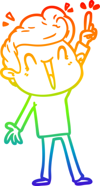 Gökkuşağı gradyanı çizimi bir insan tarafından çizilmiş heyecanlı bir çizgi film