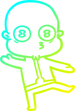 Bir insan tarafından çizilmiş garip, kel bir uzay adamının soğuk çizgi çizimi.