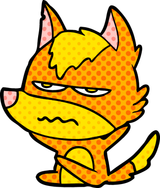 Bir insan tarafından çizilmiş tilki çizgi film karakteri