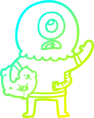 Bir insan tarafından çizilen soğuk gradyan çizgi çizimi Kiklops uzaylı uzay adamı