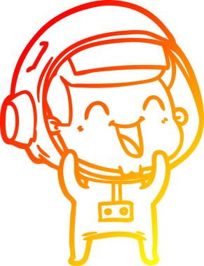 Bir insan tarafından çizilmiş mutlu bir astronotun sıcak çizgi çizimi