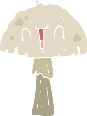 Bir insan tarafından çizilmiş düz renkli çizgi film mantarı