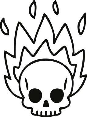 Bir insan tarafından çizilmiş tuhaf bir kafatası çizimi.