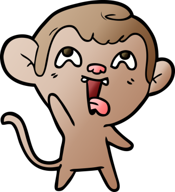 Bir insan tarafından çizilmiş çılgın çizgi film maymunu