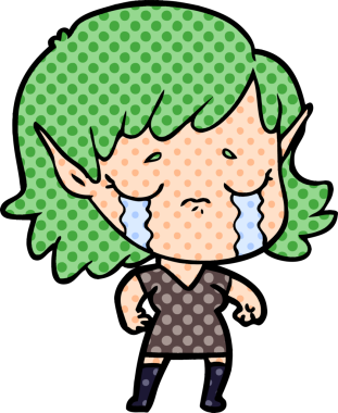 Bir insan tarafından çizilmiş ağlayan elf kızı.