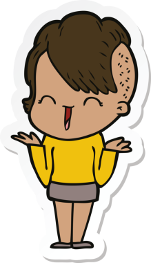 Bir insan tarafından çizilmiş mutlu bir hippi kızın çıkartması.