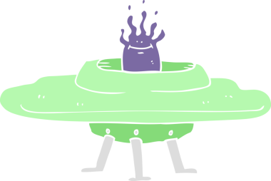 Bir insan tarafından çizilen uçan dairenin düz renk çizimi