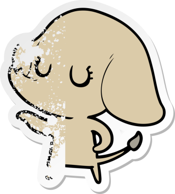 Bir insan tarafından çizilmiş şirin bir filin sıkıntılı çıkartması