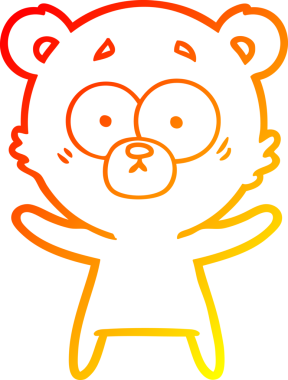 Bir insan tarafından çizilmiş bir ayı çizgi filminin sıcak gradyan çizimi