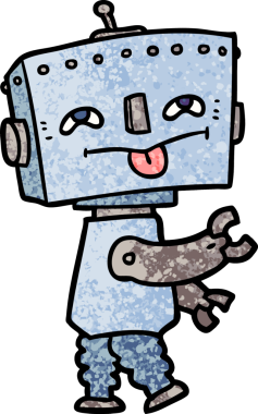 Bir insan tarafından çizilmiş çizgi film robotu