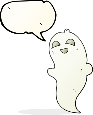 Bir insan tarafından çizilmiş serbest konuşma balonu cadılar bayramı hayaleti.