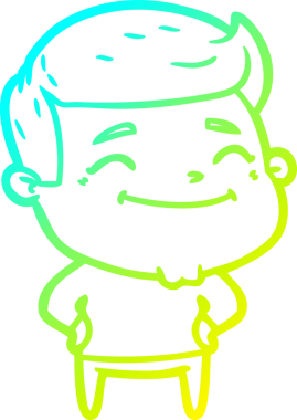 Bir insan tarafından çizilmiş mutlu bir çizgi film karakteri çizimi.