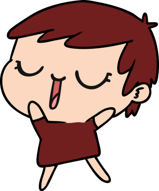 Bir insan tarafından çizilmiş kawaii kısa saçlı kız karikatürü.