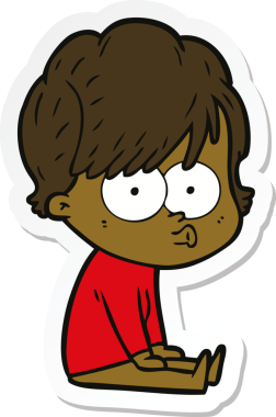 Bir insan tarafından çizilmiş bir karikatür kadının çıkartması.