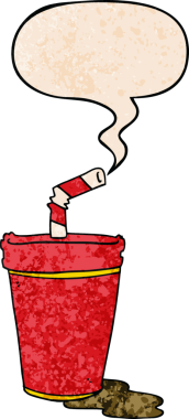 Bir insan tarafından çizilmiş eski moda konuşma baloncuklu karikatür soda bardağı.