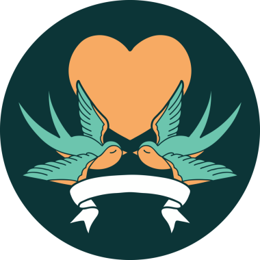 Kırlangıç sancağıyla dövmeli bir simge ve bir insan tarafından çizilmiş bir kalp.