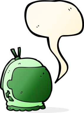 Bir insan tarafından çizilmiş konuşma balonu olan astronot miğferi.